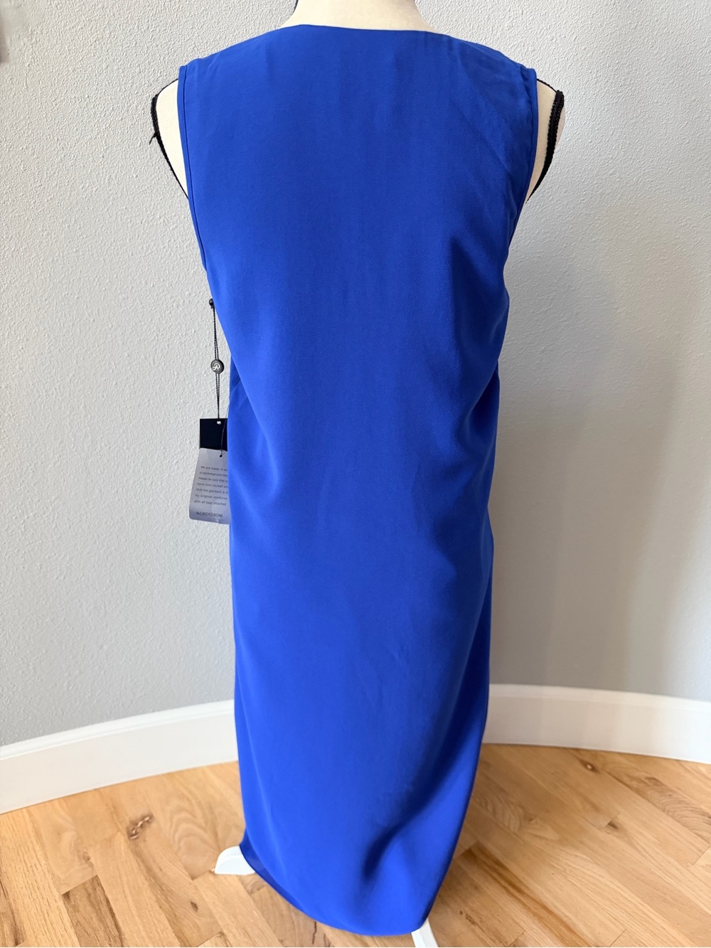 NWT Adrianna Papell Royal Blue Draped Asymmetrical V-Neck Dress - Size 6 - Picture 6 of 11